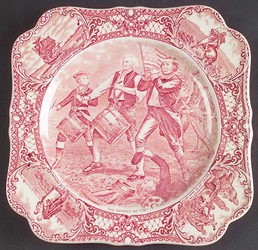 Colonial Times Pink (Scalloped) Square Luncheon Plate by Crown Ducal-1