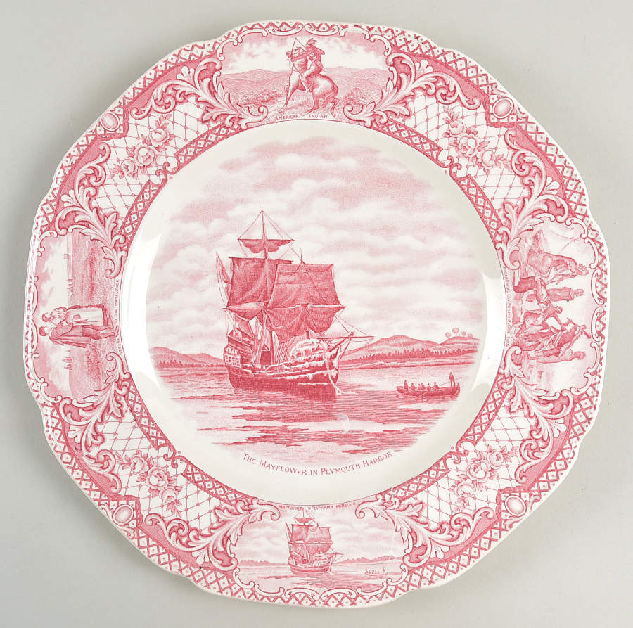 Colonial Times Pink (Scalloped) Dinner Plate by Crown Ducal-1