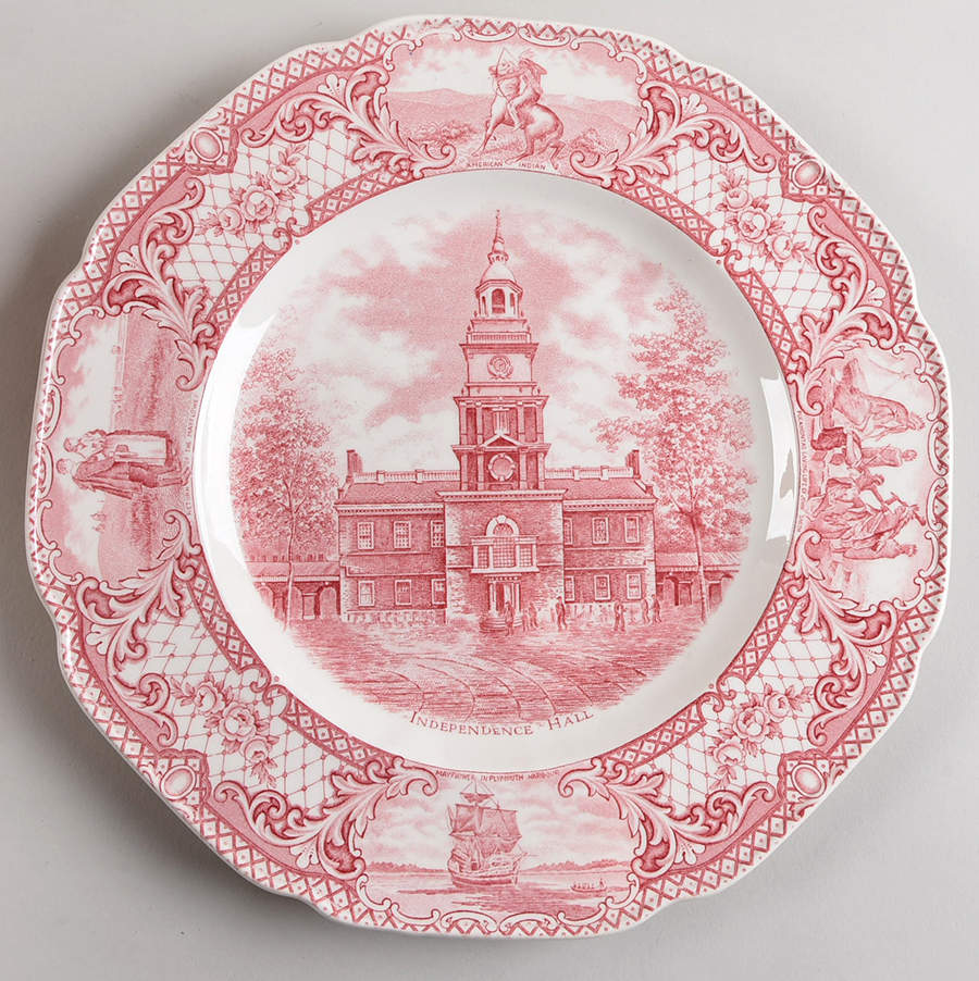 Colonial Times Pink (Scalloped) Dinner Plate by Crown Ducal-1