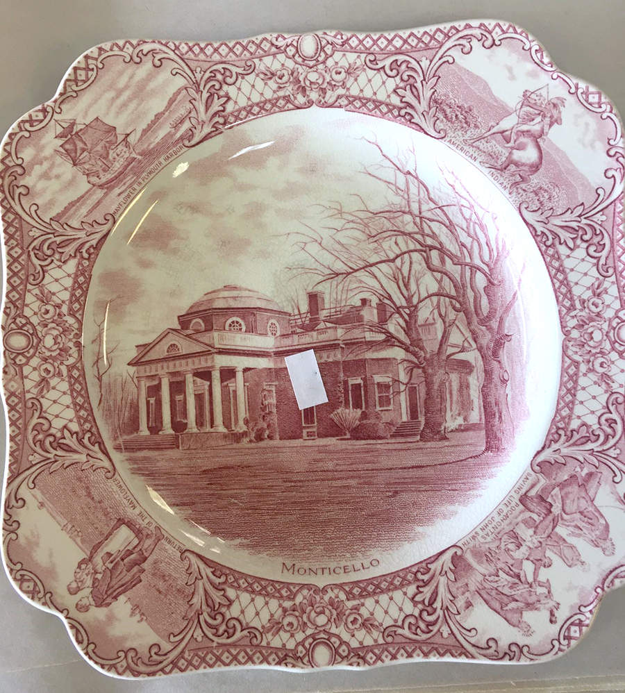 Colonial Times Pink (Scalloped) Square Luncheon Plate by Crown Ducal-1