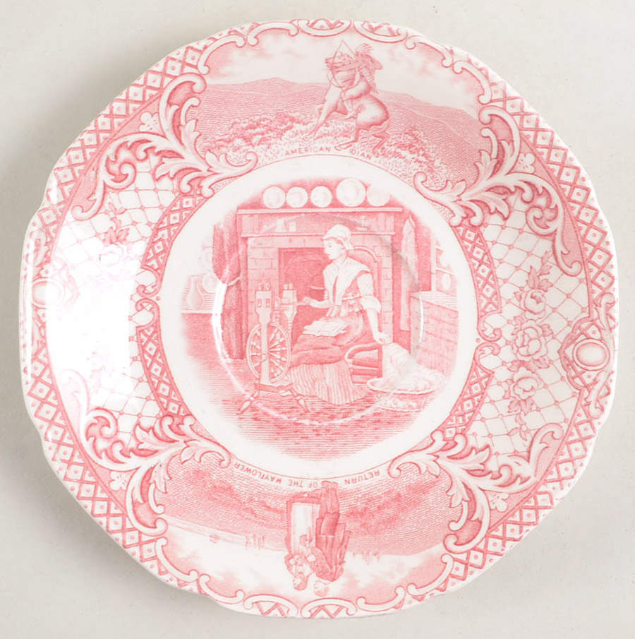 Colonial Times Pink (Scalloped) Saucer for Oversized Cup by Crown Ducal-1