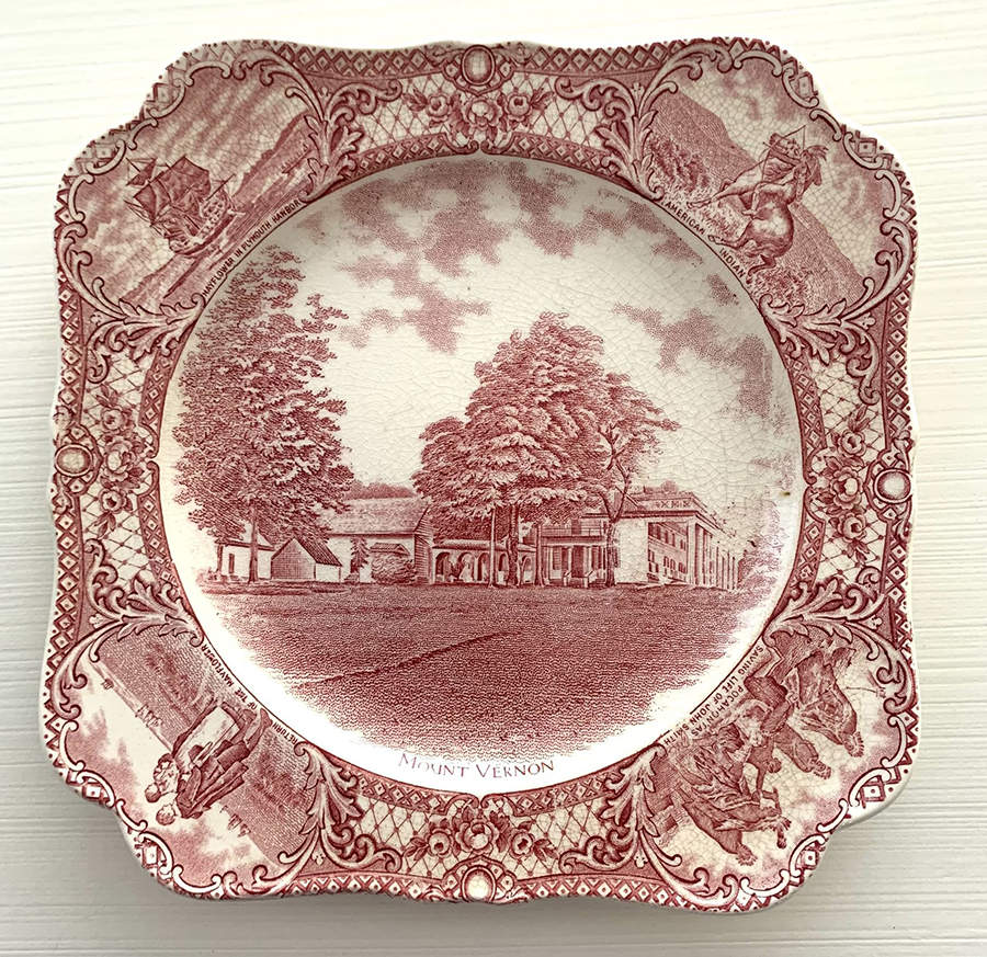 Colonial Times Pink (Scalloped) Square Luncheon Plate by Crown Ducal-1