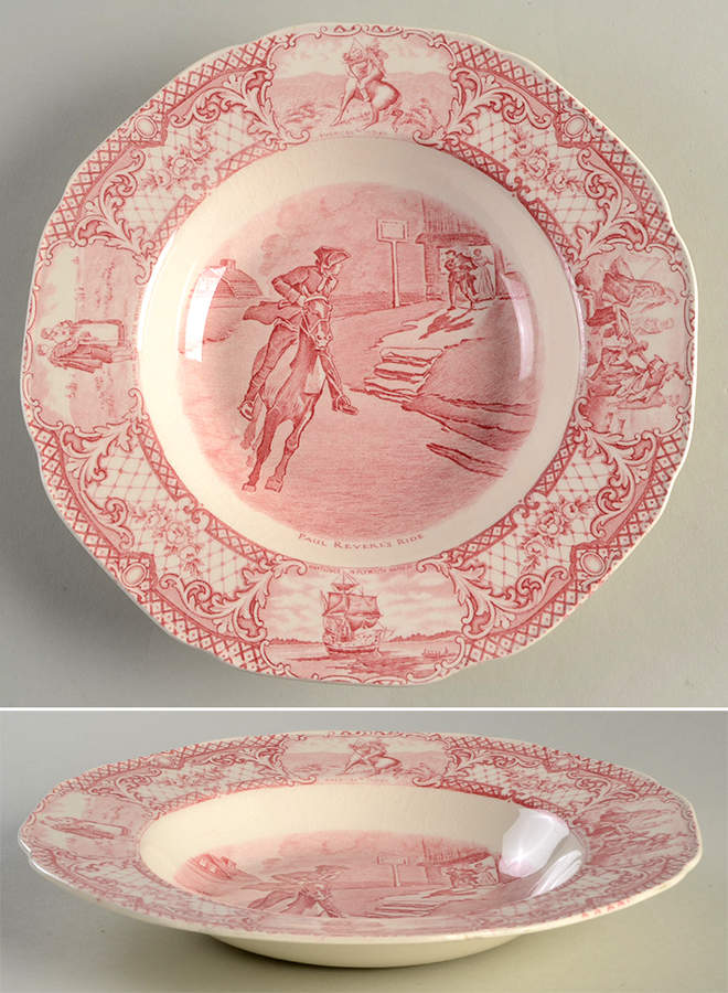 Colonial Times Pink (Scalloped) Large Rim Soup Bowl by Crown Ducal-1