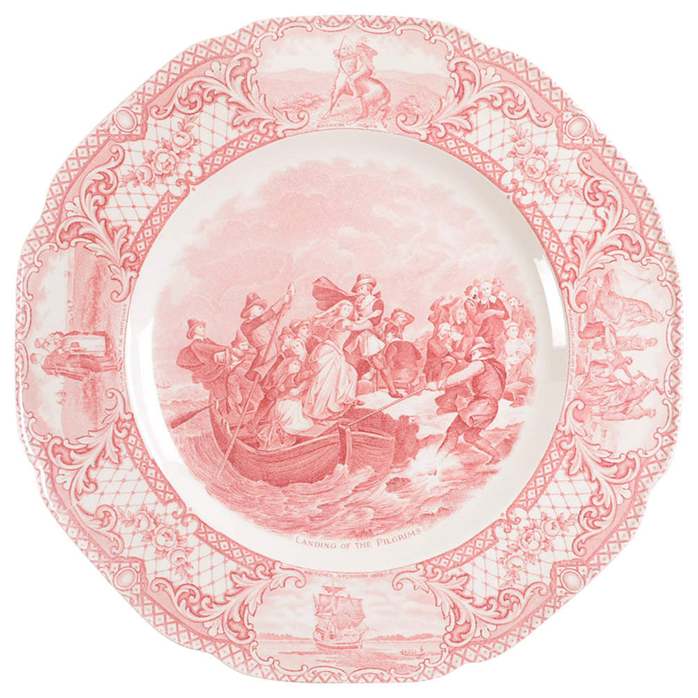 Colonial Times Pink (Scalloped) Dinner Plate by Crown Ducal-1