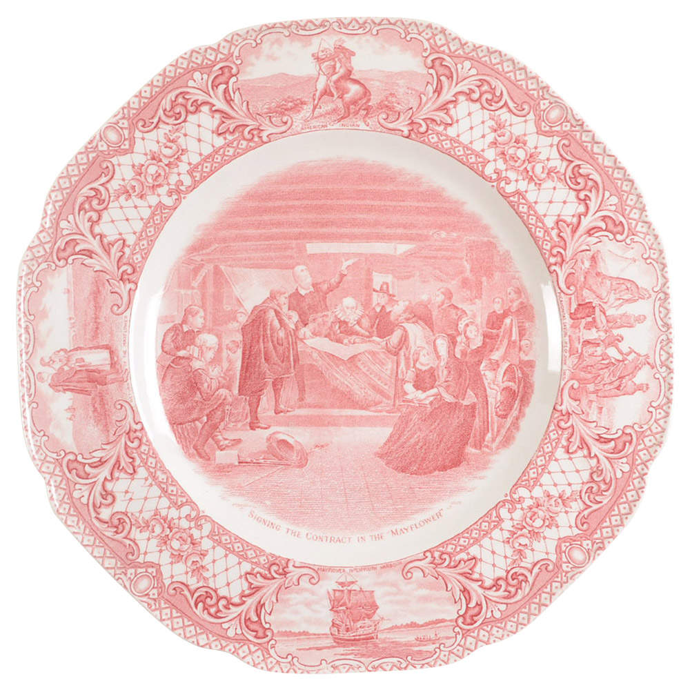 Colonial Times Pink (Scalloped) Dinner Plate by Crown Ducal-1