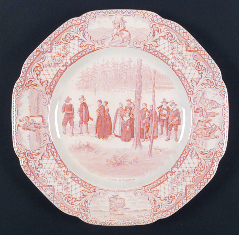 Colonial Times Pink (Scalloped) Dinner Plate by Crown Ducal-1