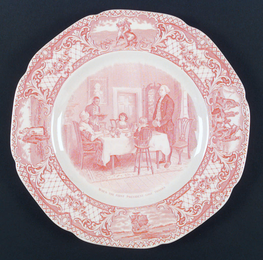 Colonial Times Pink (Scalloped) Dinner Plate by Crown Ducal-1