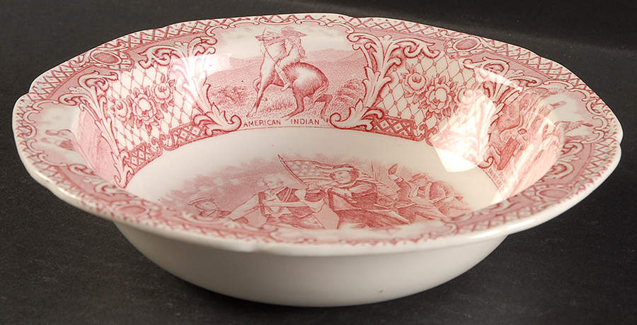 Colonial Times Pink (Scalloped) Rim Cereal Bowl by Crown Ducal-1