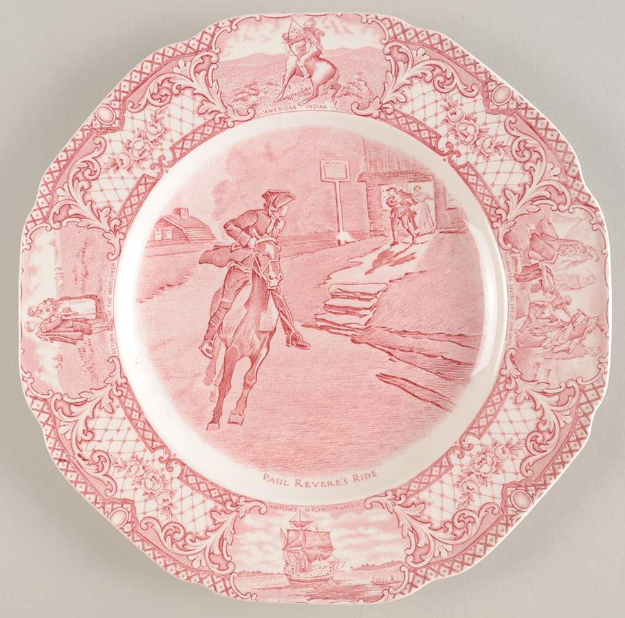 Colonial Times Pink (Scalloped) Luncheon Plate by Crown Ducal-1