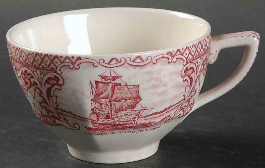 Colonial Times Pink (Scalloped) Flat Cup by Crown Ducal-1