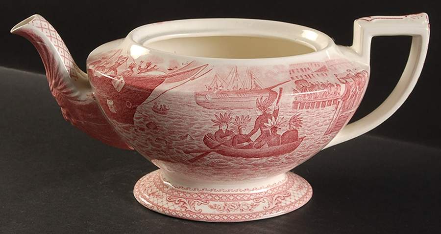 Colonial Times Pink (Scalloped) Teapot No Lid by Crown Ducal-1