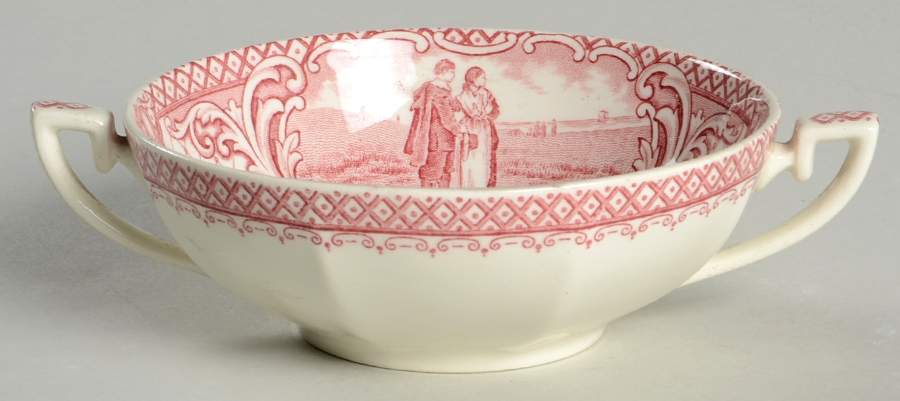 Colonial Times Pink (Scalloped) Flat Cream Soup Bowl by Crown Ducal-1