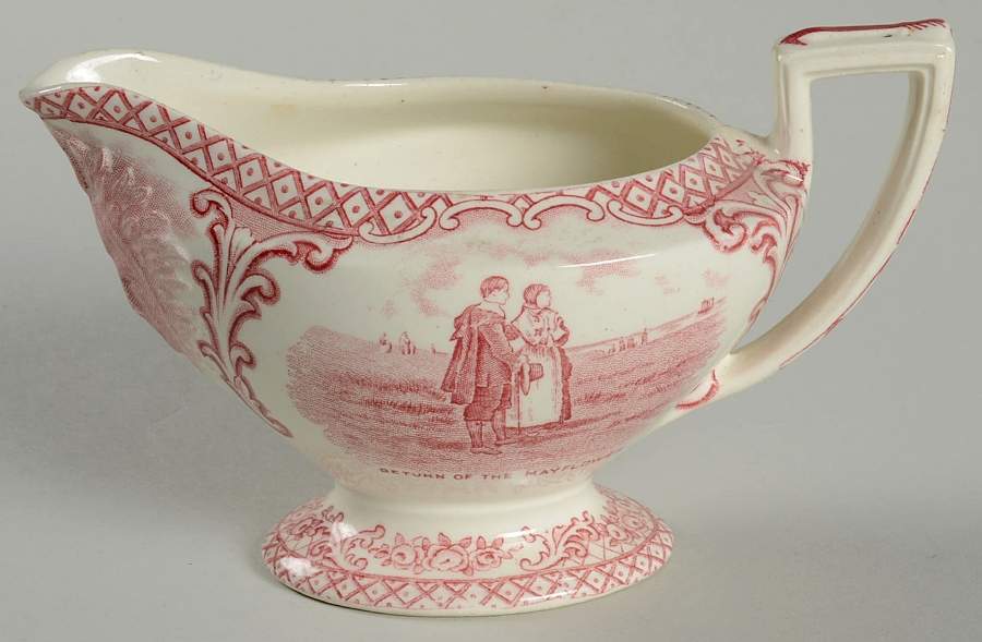 Colonial Times Pink (Scalloped) Creamer by Crown Ducal-1