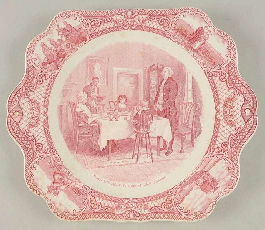 Colonial Times Pink (Scalloped) Square Handled Cake Plate by Crown Ducal-1