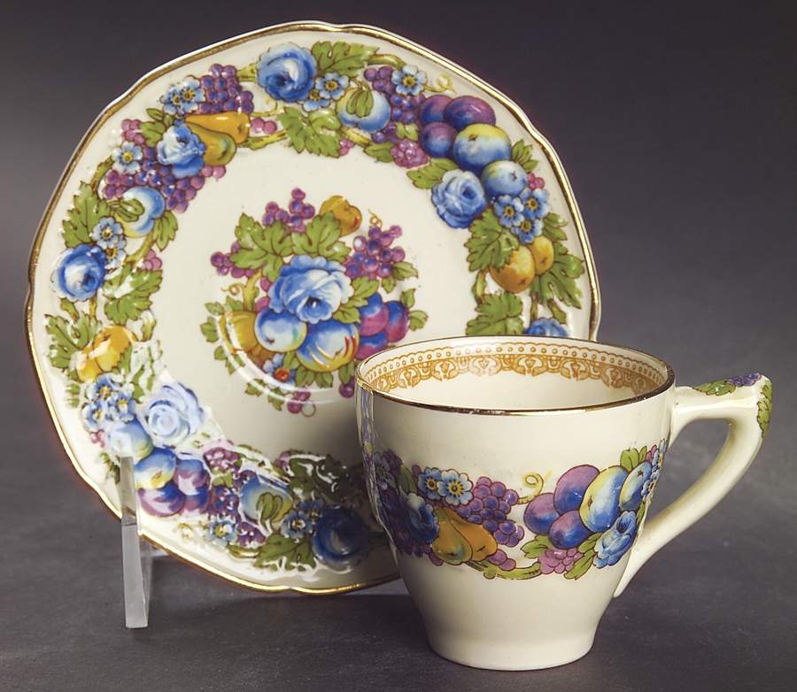 1954 Flat Demitasse Cup & Saucer Set by Crown Ducal-1