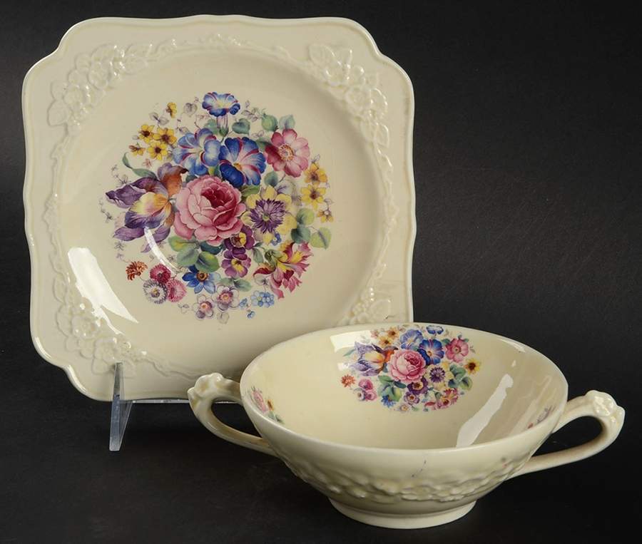 CRD3 Flat Cream Soup Bowl & Saucer Set by Crown Ducal-1