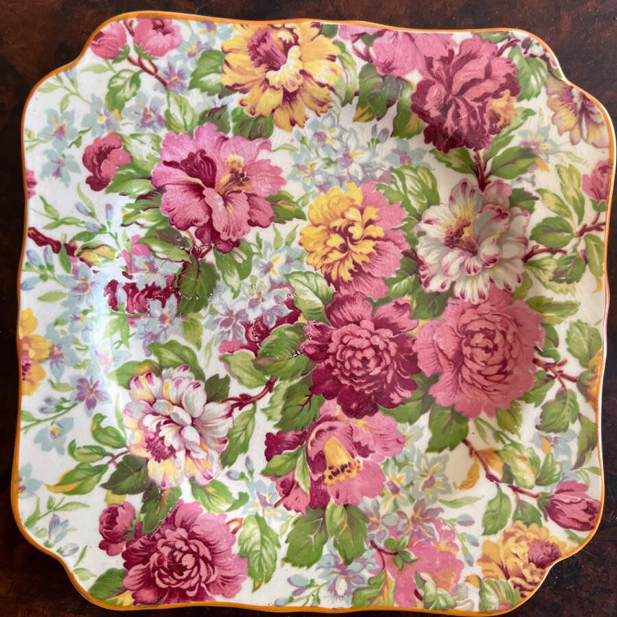 Peony Square Bread & Butter Plate by Crown Ducal-1