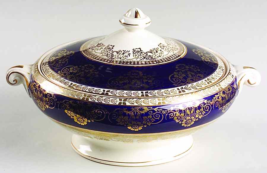 6107 (Blue) Round Covered Vegetable by Crown Ducal-1