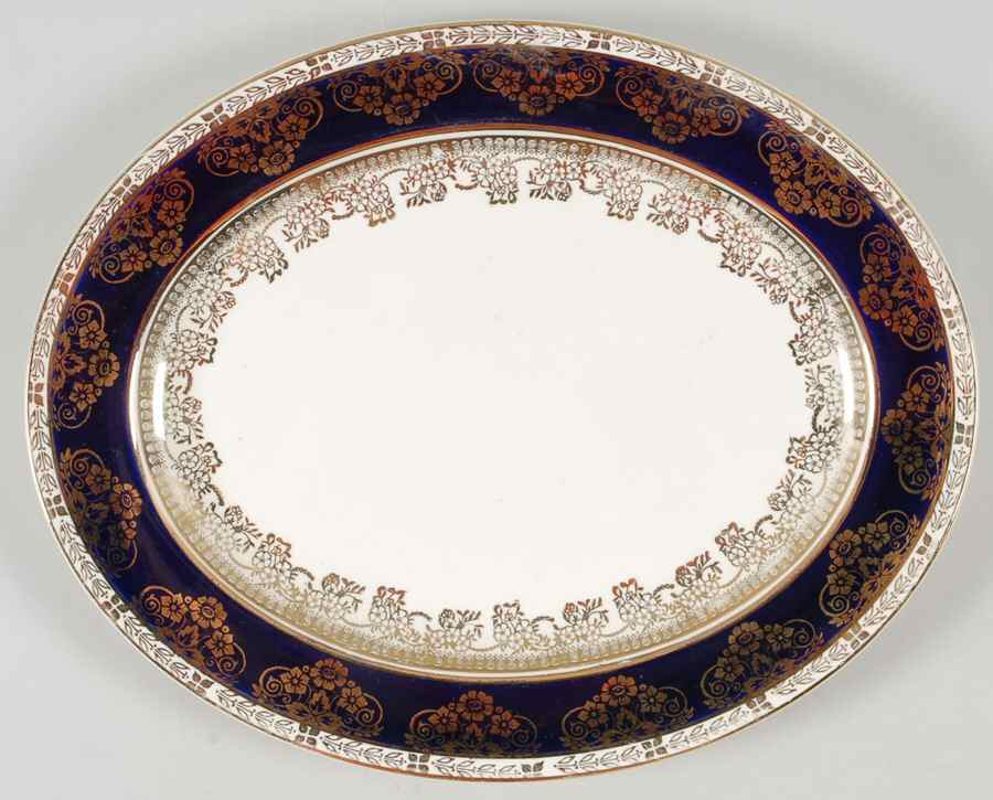 6107 (Blue) 12" Oval Serving Platter by Crown Ducal-1