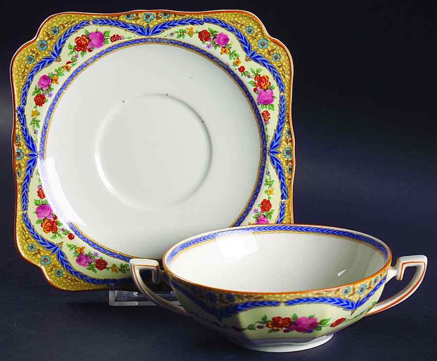 CRD48 Flat Cream Soup Bowl & Saucer Set by Crown Ducal-1