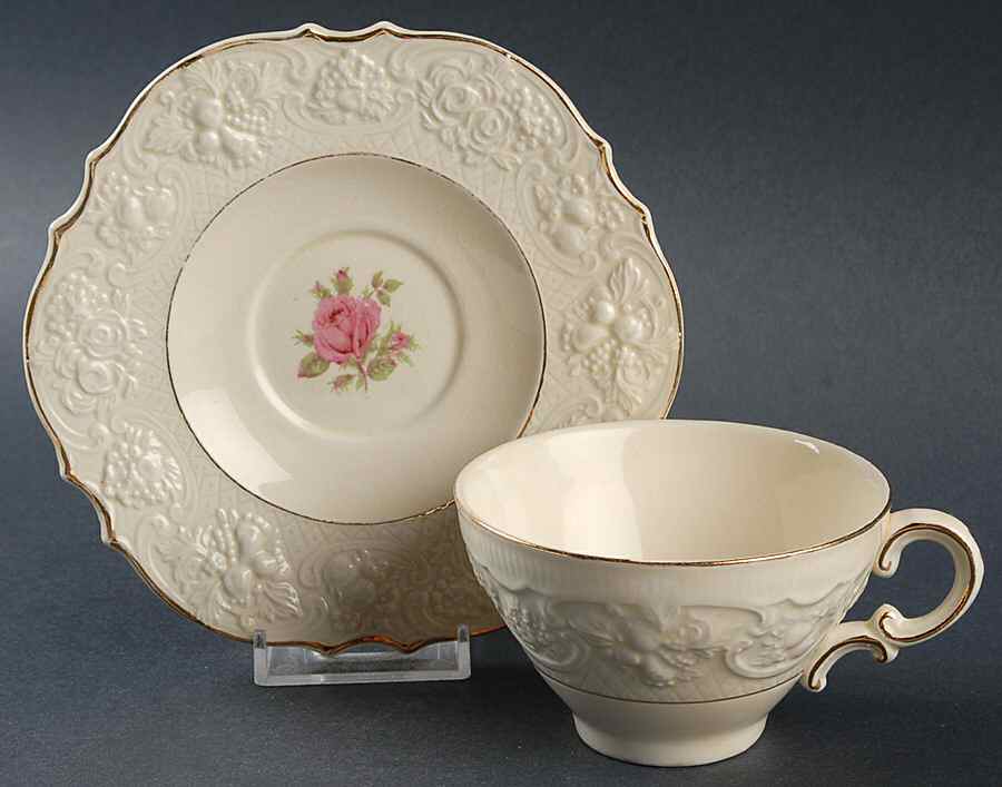 Rose Marie (Pink) Flat Cup & Saucer Set by Crown Ducal-1