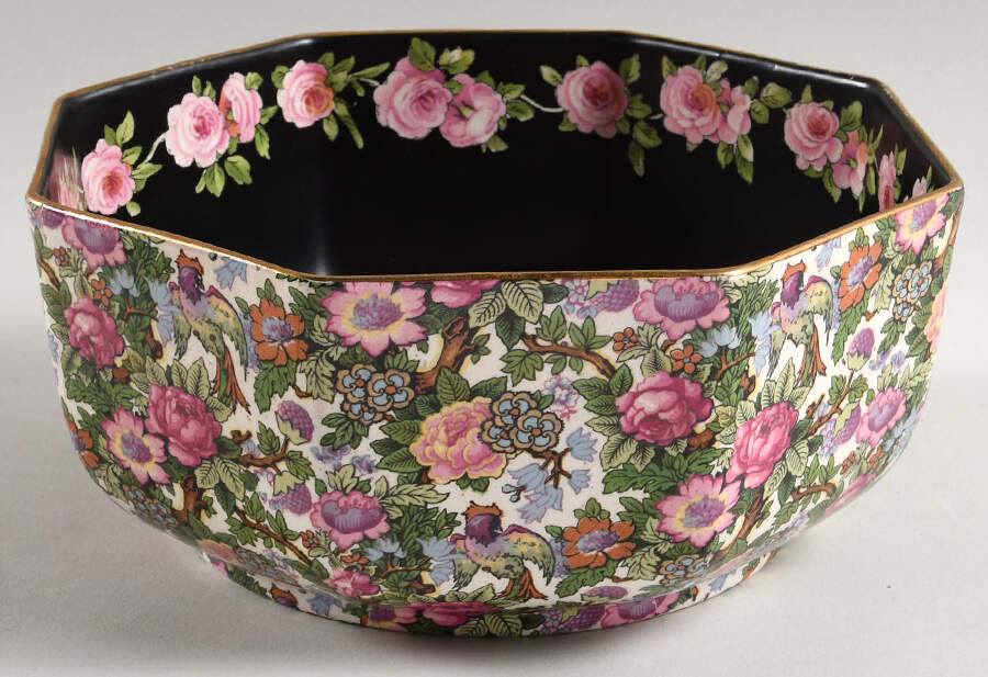 Roseland 7" Octagonal Vegetable Bowl by Crown Ducal-1