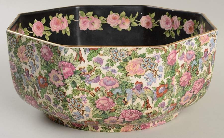 Roseland 8" Octagonal Vegetable Bowl by Crown Ducal-1