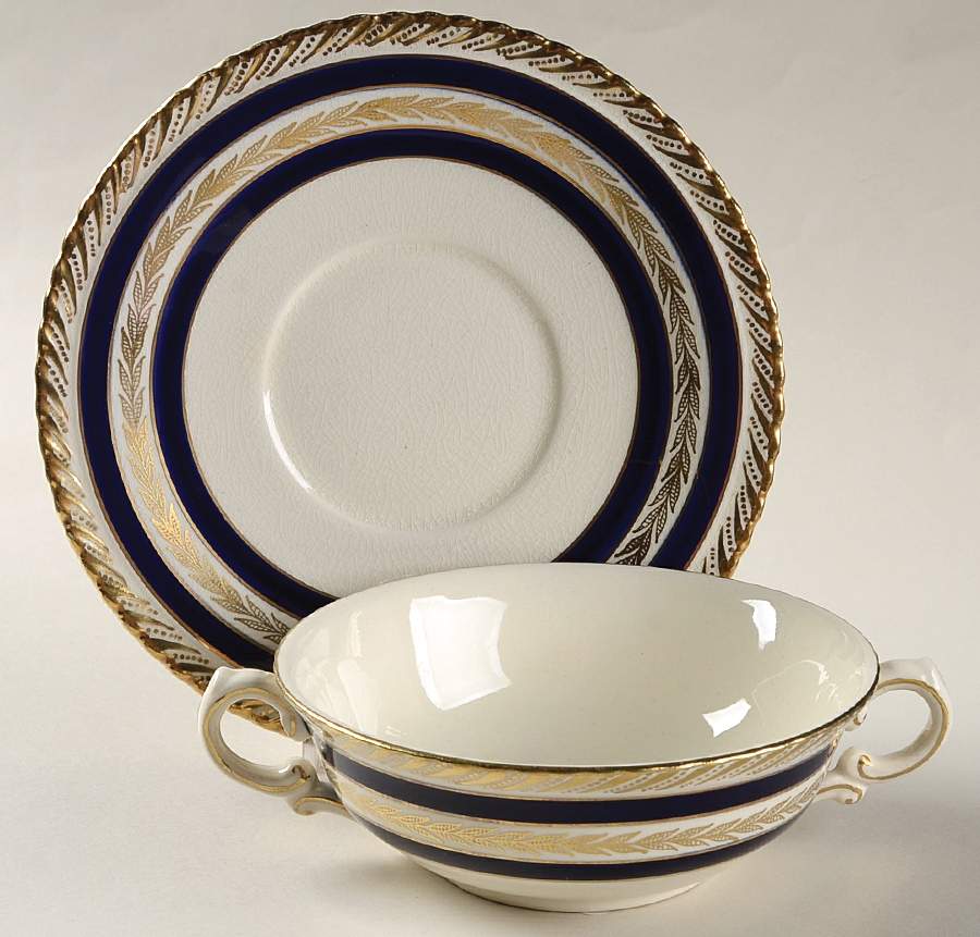 Duchess Flat Cream Soup Bowl & Saucer Set by Crown Ducal-1