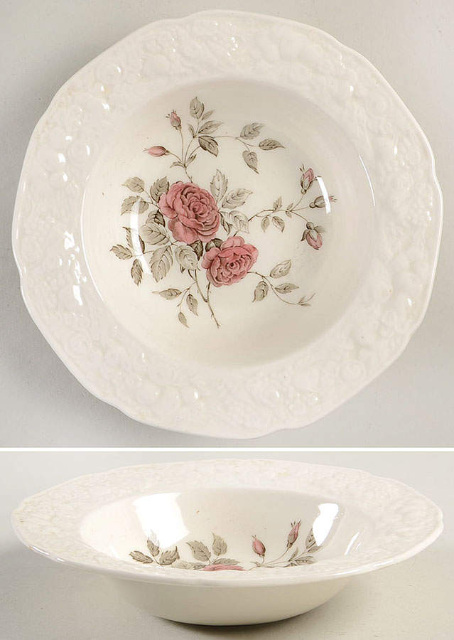 Ducal Rose (Pink Roses) Rim Fruit/Dessert (Sauce) Bowl by Crown Ducal-1
