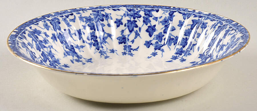 Early English Ivy Dark Blue Rim Soup Bowl by Crown Ducal-1