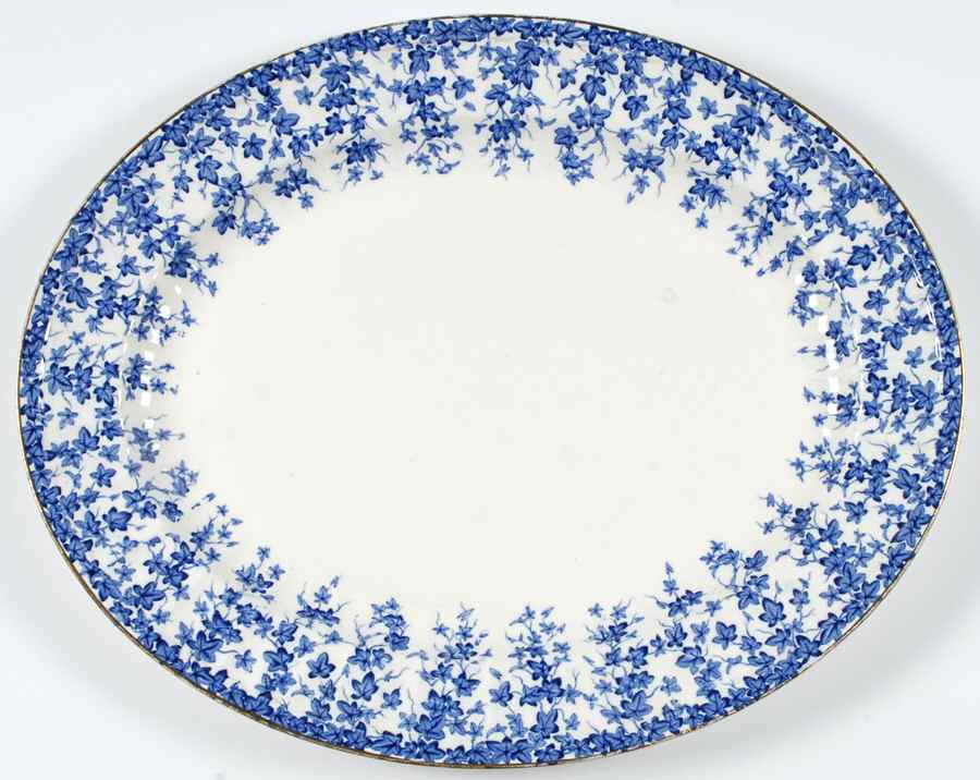 Early English Ivy Dark Blue 16" Oval Serving Platter by Crown Ducal-1