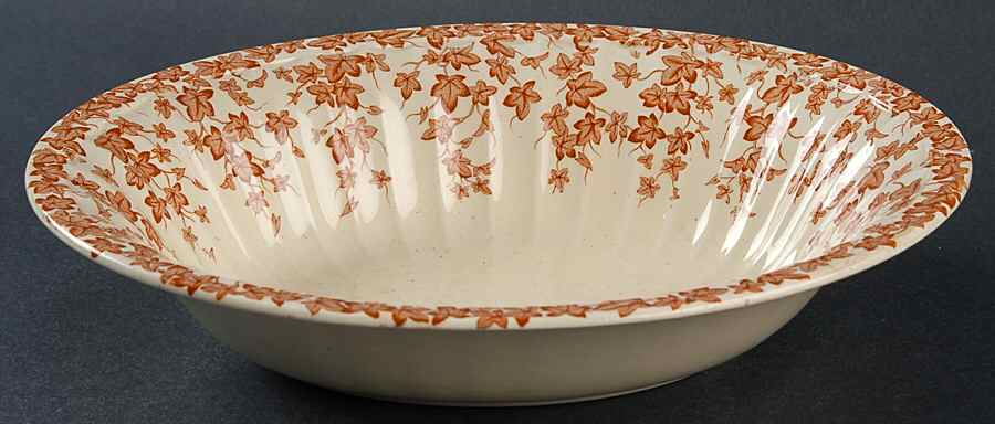 Early English Ivy Brown (Smooth) 8" Oval Vegetable Bowl by Crown Ducal-1
