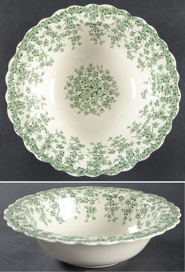 Early English Ivy Green 9" Round Vegetable Bowl by Crown Ducal-1
