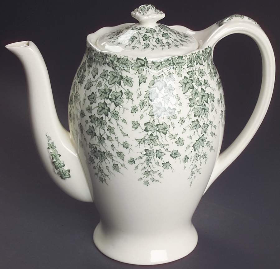 Early English Ivy Green Coffee Pot & Lid by Crown Ducal-1