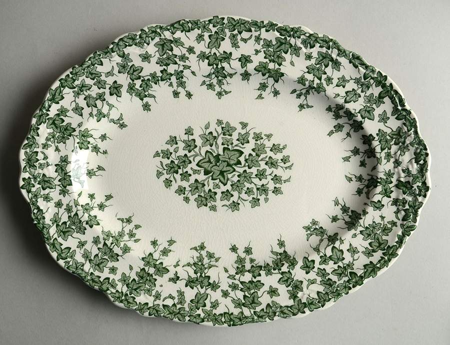 Early English Ivy Green 10" Oval Serving Platter by Crown Ducal-1
