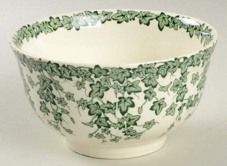 Early English Ivy Green Cranberry Bowl by Crown Ducal-1