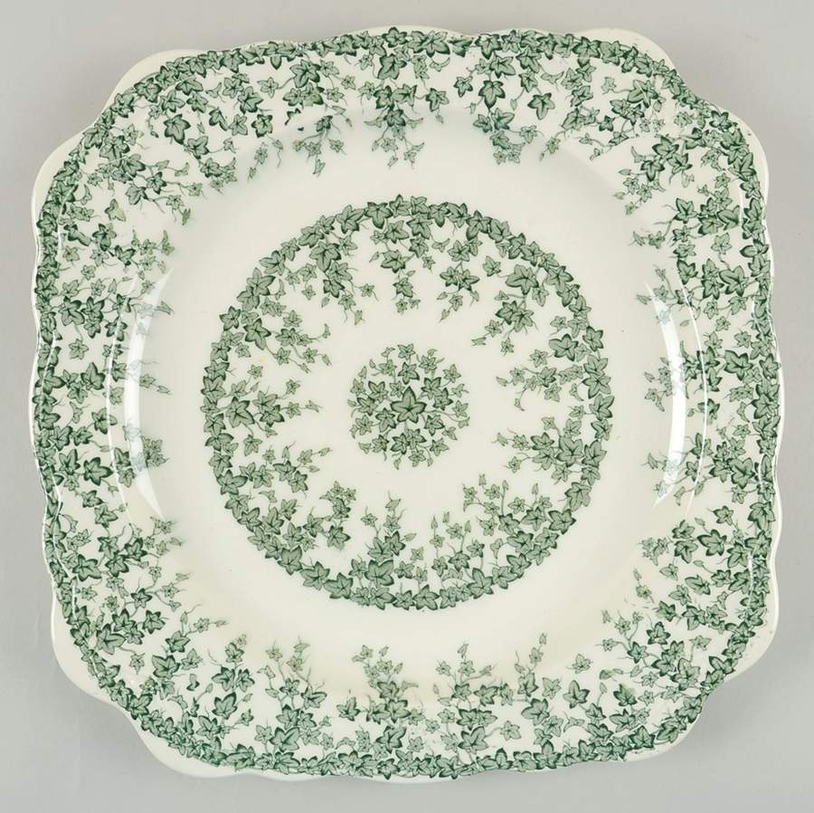 Early English Ivy Green Square Chop Plate by Crown Ducal-1