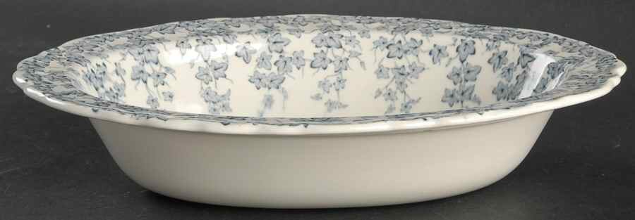 Early English Ivy Blue Gray (Scalloped) 10" Oval Vegetable Bowl by Crown Ducal-1