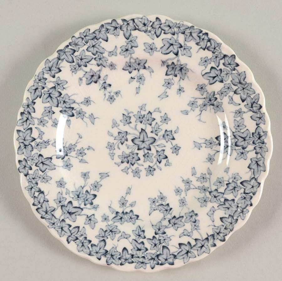 Early English Ivy Blue Gray (Scalloped) Bread & Butter Plate by Crown Ducal-1