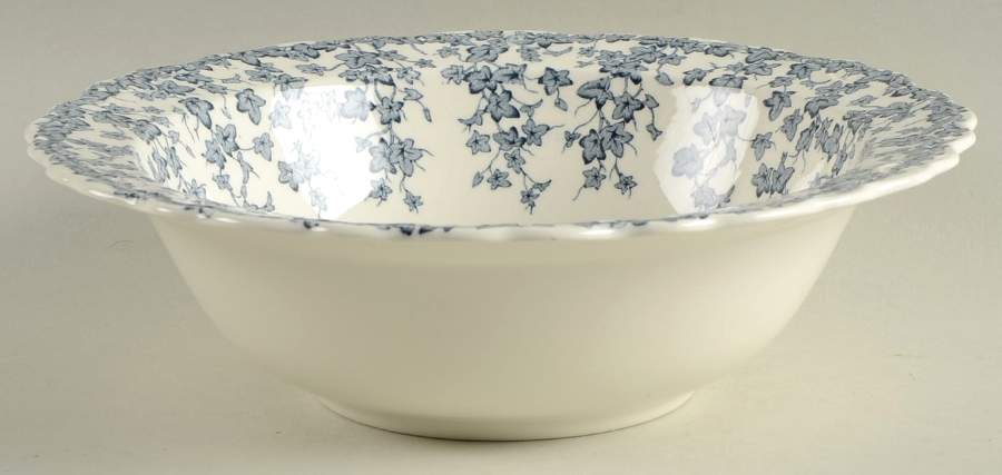 Early English Ivy Blue Gray (Scalloped) 8" Round Vegetable Bowl by Crown Ducal-1
