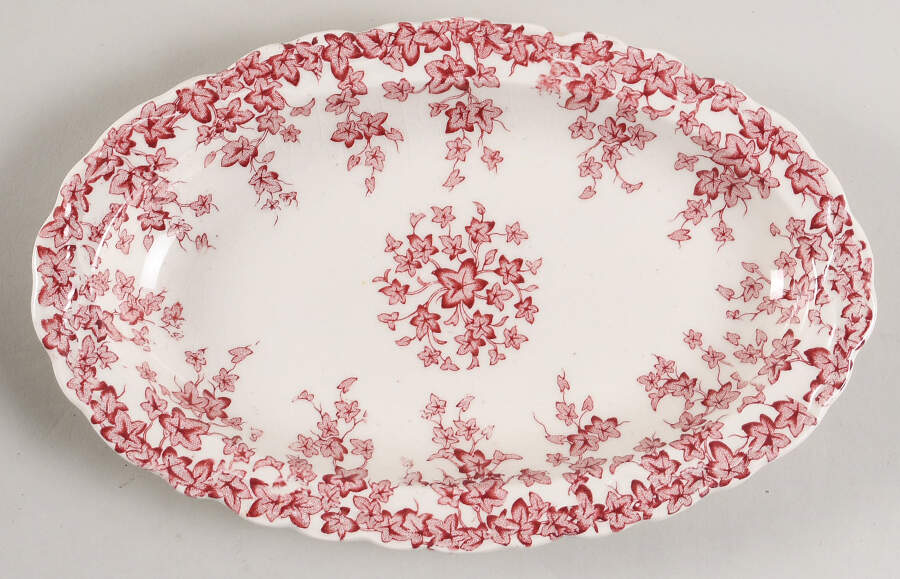 Early English Ivy Pink (Scalloped) Underplate for Gravy Boat by Crown Ducal-1