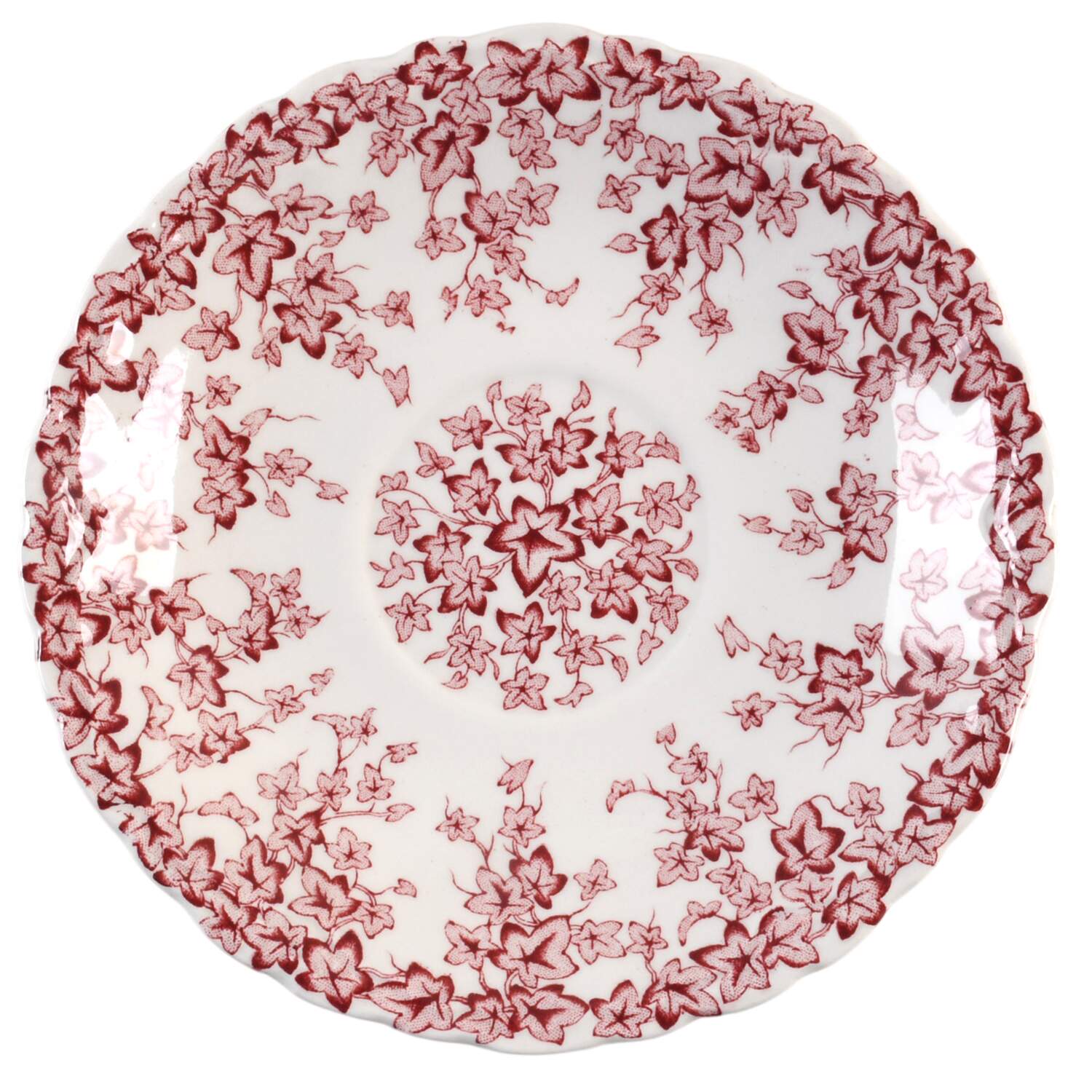 Early English Ivy Pink (Scalloped) Saucer by Crown Ducal-1