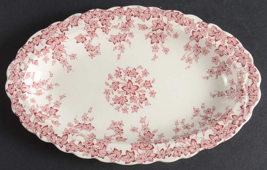 Early English Ivy Pink (Scalloped) Relish by Crown Ducal-1