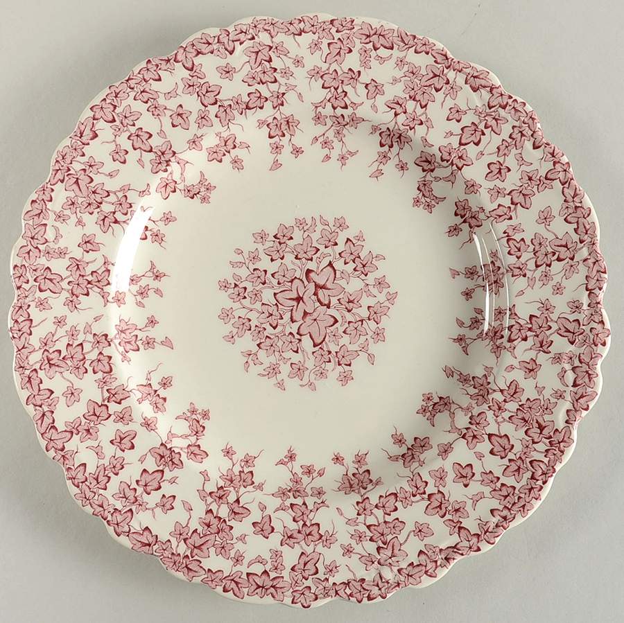 Early English Ivy Pink (Scalloped) Dinner Plate by Crown Ducal-1