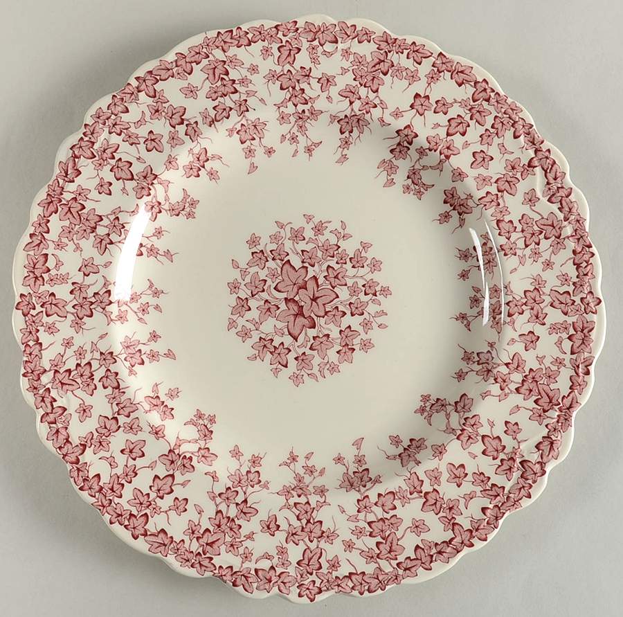 Early English Ivy Pink (Scalloped) Dinner Plate by Crown Ducal-1