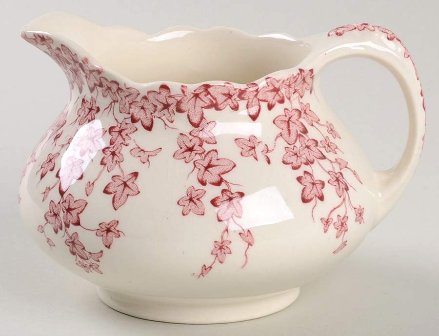 Early English Ivy Pink (Scalloped) Creamer by Crown Ducal-1