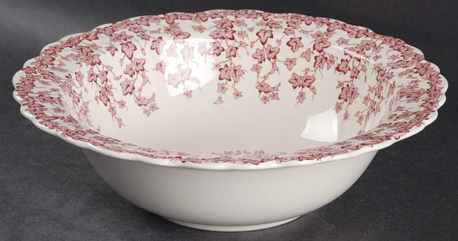 Early English Ivy Pink (Scalloped) 8" Round Vegetable Bowl by Crown Ducal-1
