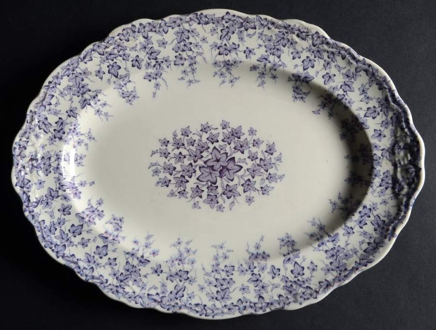 Early English Ivy Purple 12" Oval Serving Platter by Crown Ducal-1