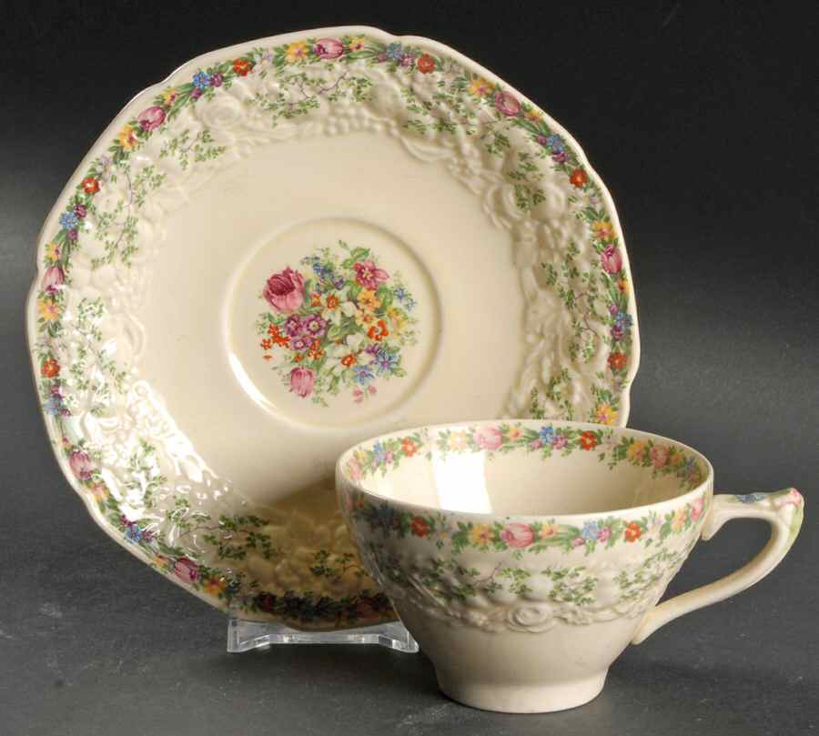Ferncroft Flat Cup & Saucer Set by Crown Ducal-1