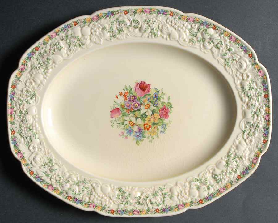 Ferncroft 12" Oval Serving Platter by Crown Ducal-1
